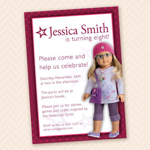 barbie american girl dolls birthday invitations