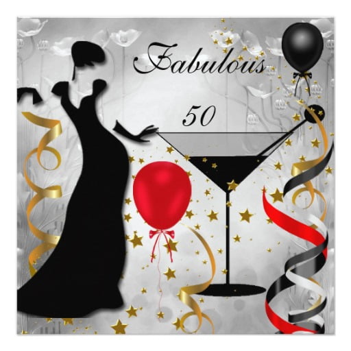 glamour 50th and fabulous birthday party invitations