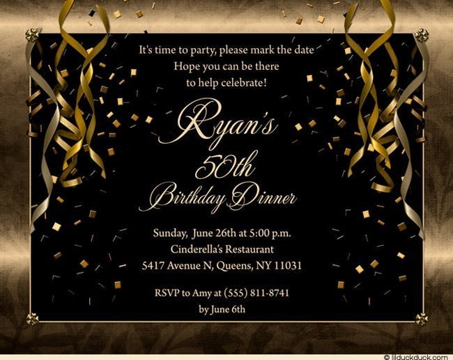 glamour 50th birthday party invitations for men