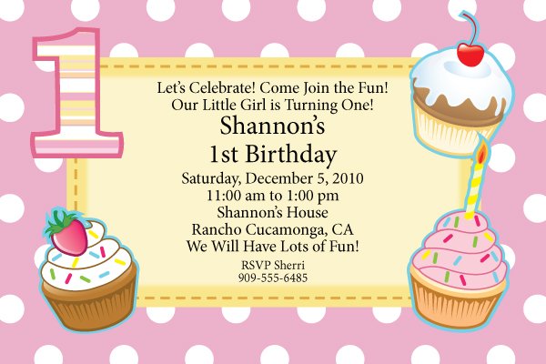 cupcakes 1st birthday free printable invitations