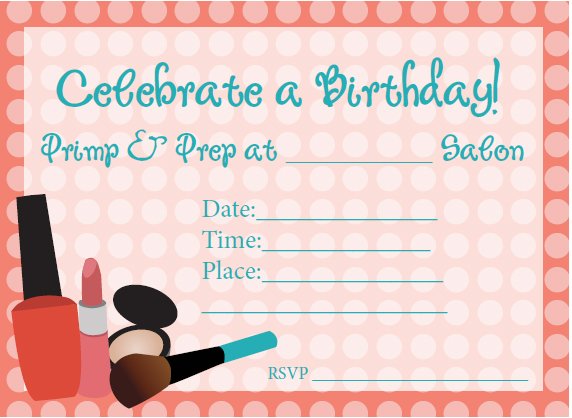 templates free printable spa birthday party invitations