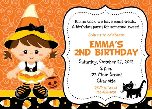 kids halloween themed birthday party invitations