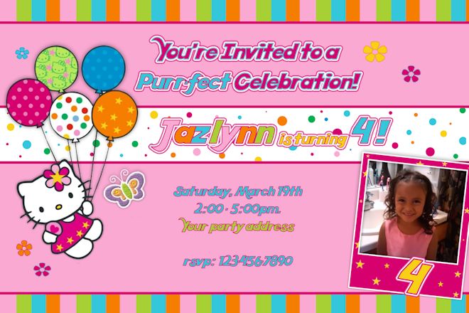 amazing hello kitty photo birthday invitations