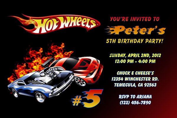 general hot wheels birthday party invitations
