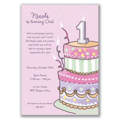 cake 1st birthday invitations