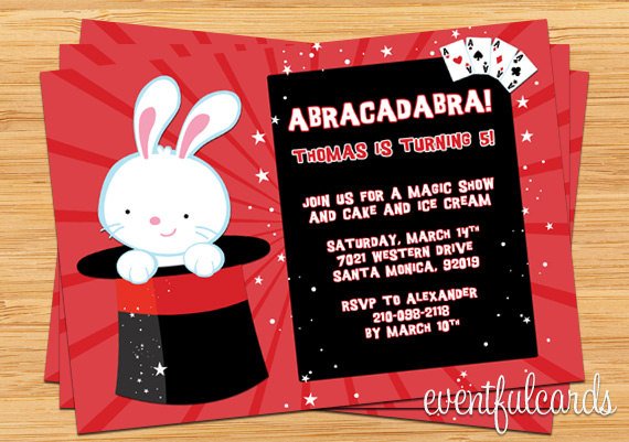 rabbit magic show birthday party invitations