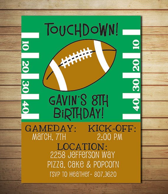 game day printable football birthday party invitations