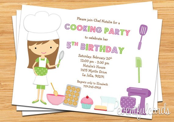 baking invitations to a birthday party