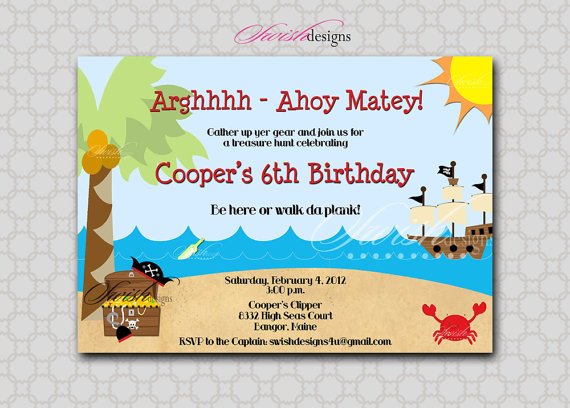 card message in a bottle birthday invitations