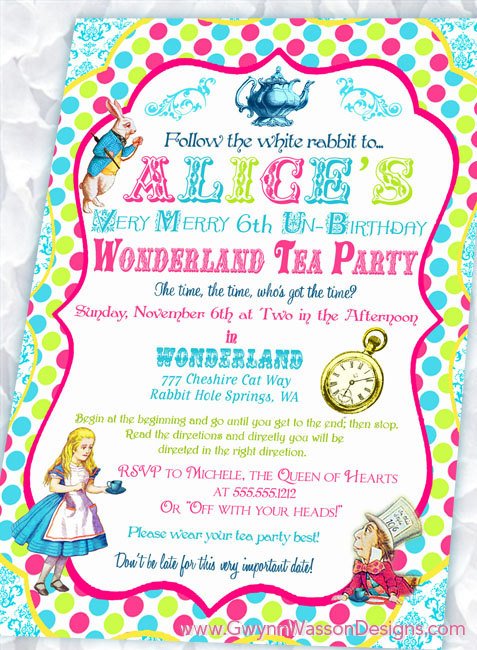 sweet free printable alice in wonderland birthday invitations