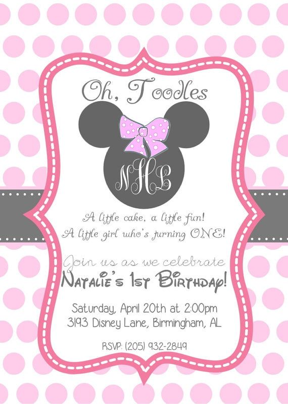 minnie mouse birthday invitations etsy card