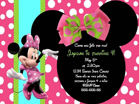cute minnie mouse birthday invitations etsy