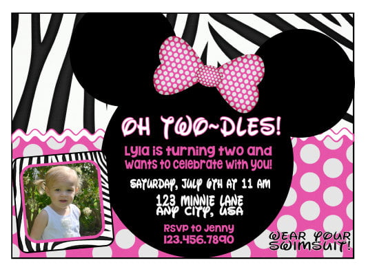toddles minnie mouse birthday invitations etsy
