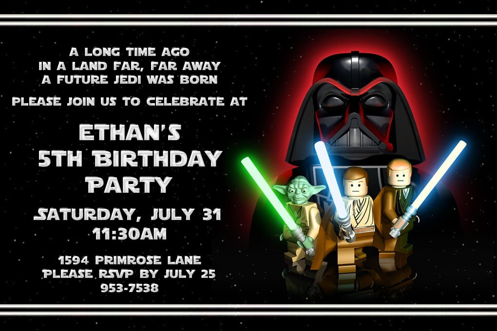 darth vader star wars lego birthday invitations