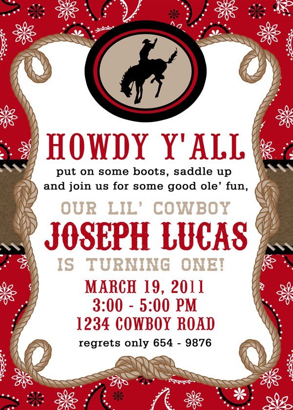 Free Printable Cowboy Birthday Invitations Drevio Invitations Design