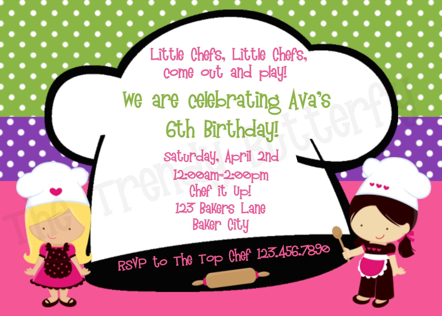 chef invitations to a birthday party