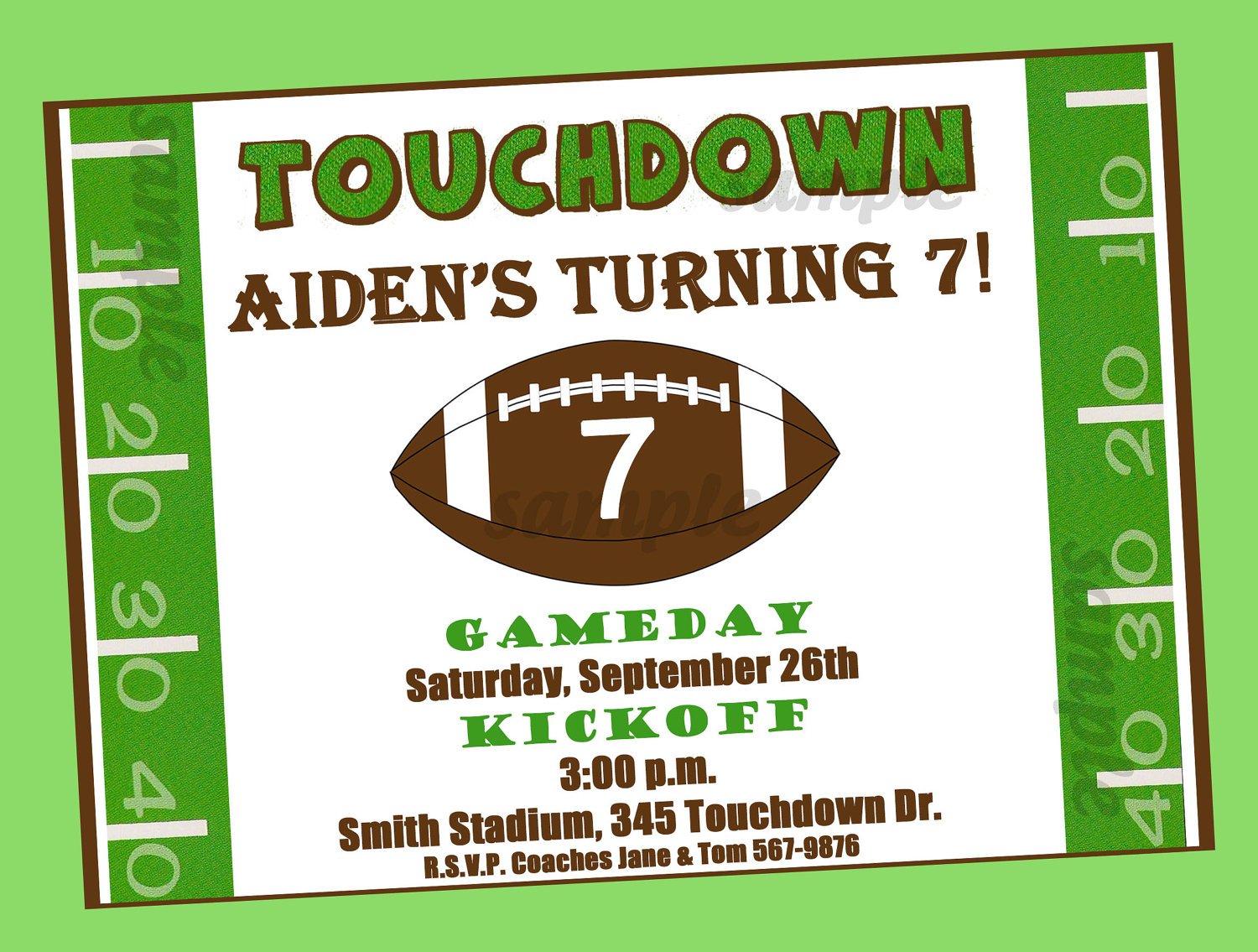 touchdown printable football birthday party invitations
