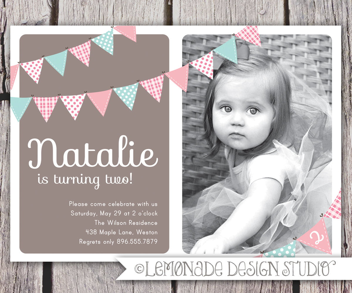 black and white 2 years old birthday invitations wording