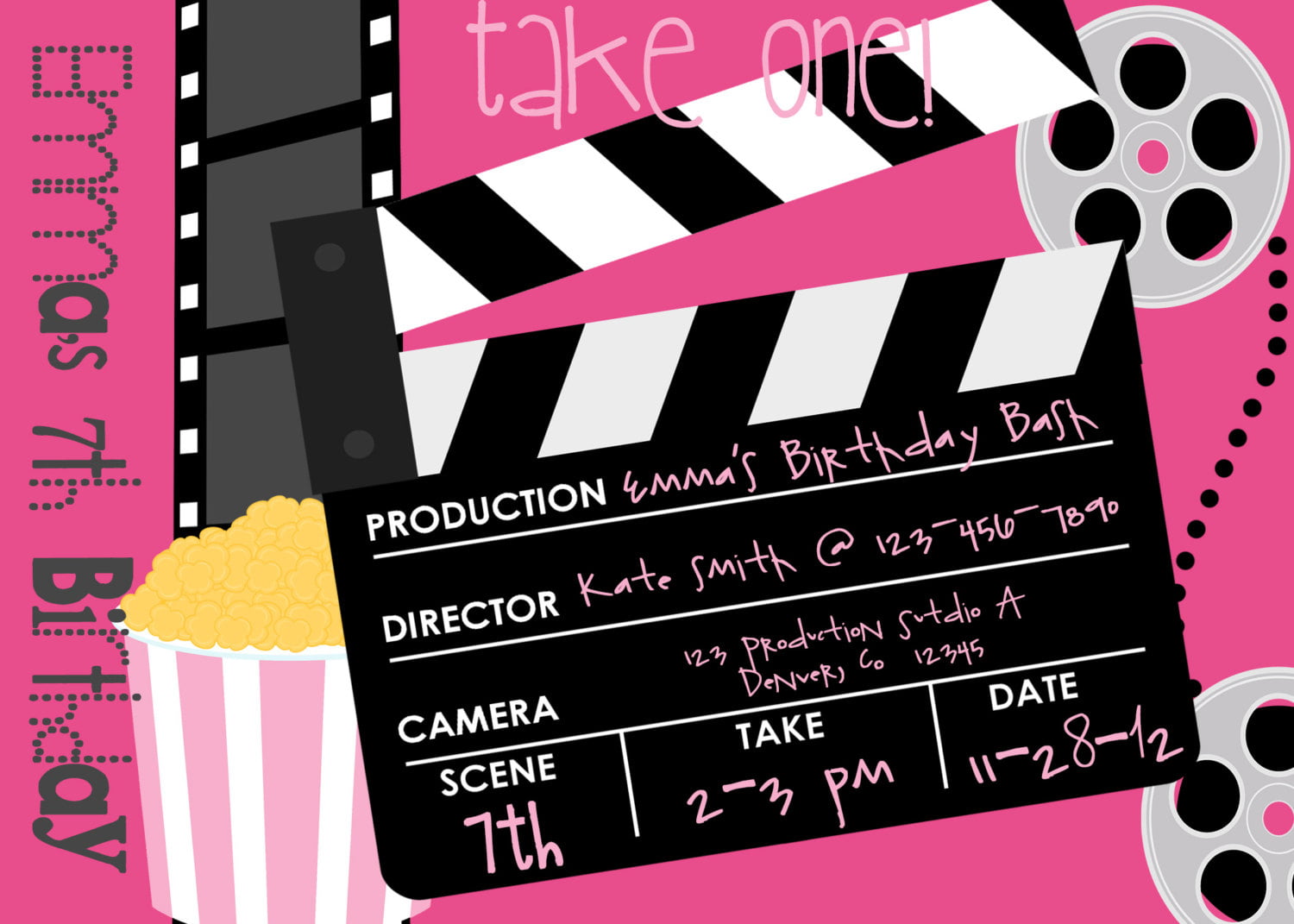 Movie clip Movie themed birthday party invitations