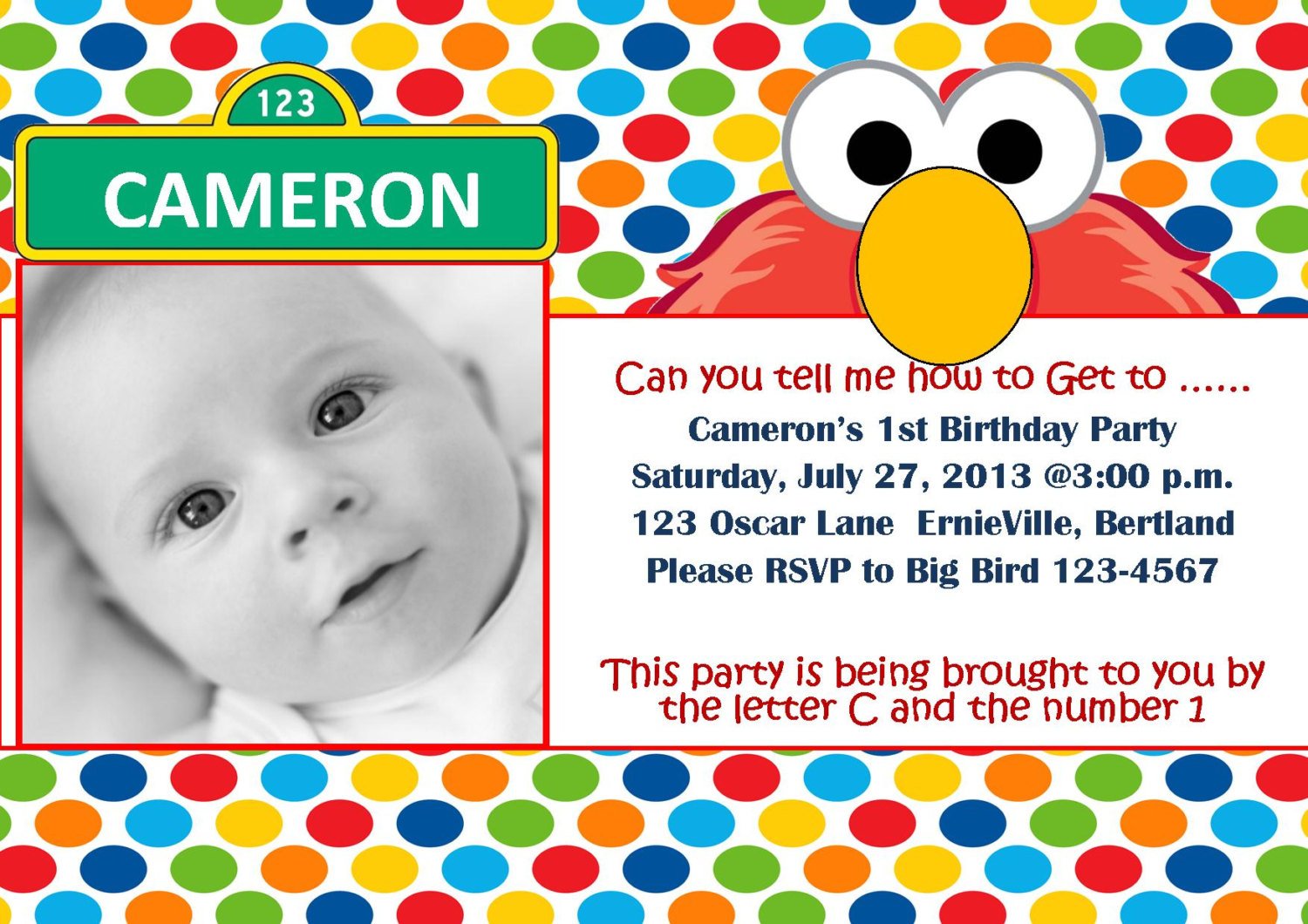 elmo 1st birthday invitations pictures