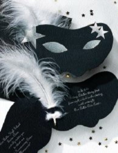 expensive glamour masquerade birthday party invitation and mask
