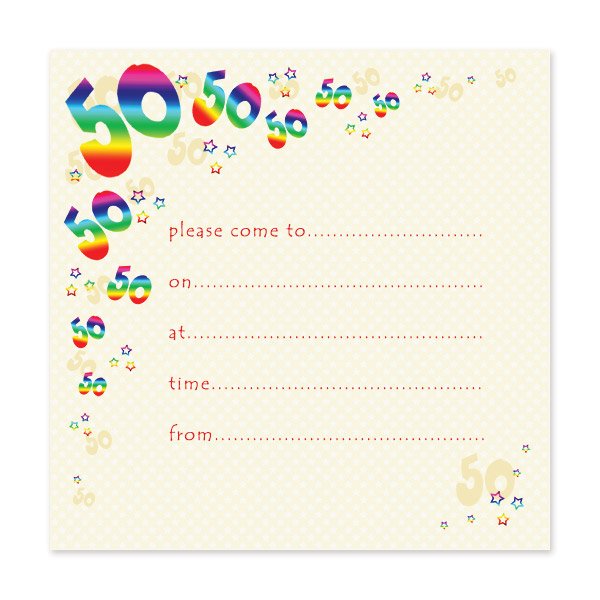 50th birthday party invitation colorful templates