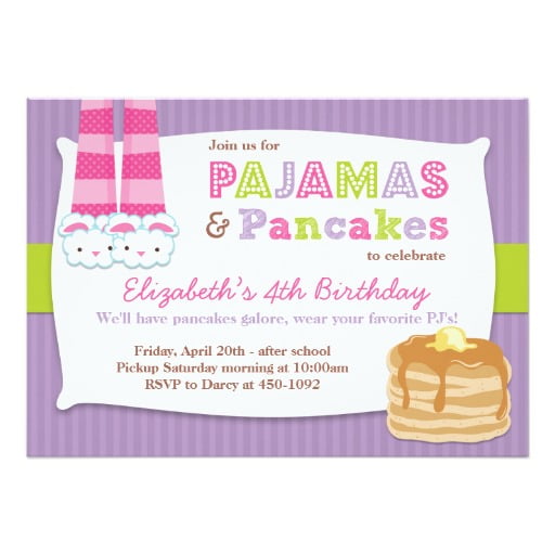 pancake birthday party invitations for girls