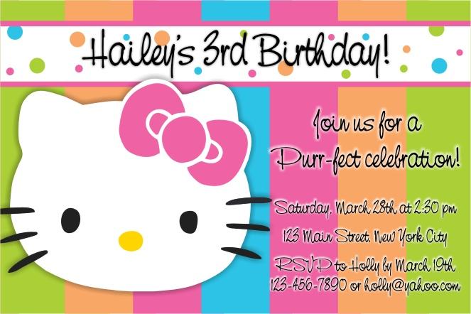 sweet hello kitty 1st birthday invitations