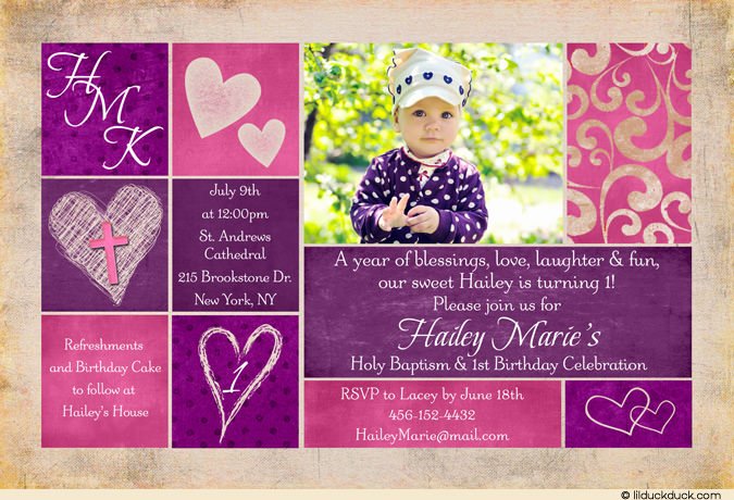 cute first birthday and baptism invitations