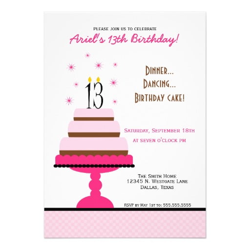 Cake 13th Birthday Party Invitation