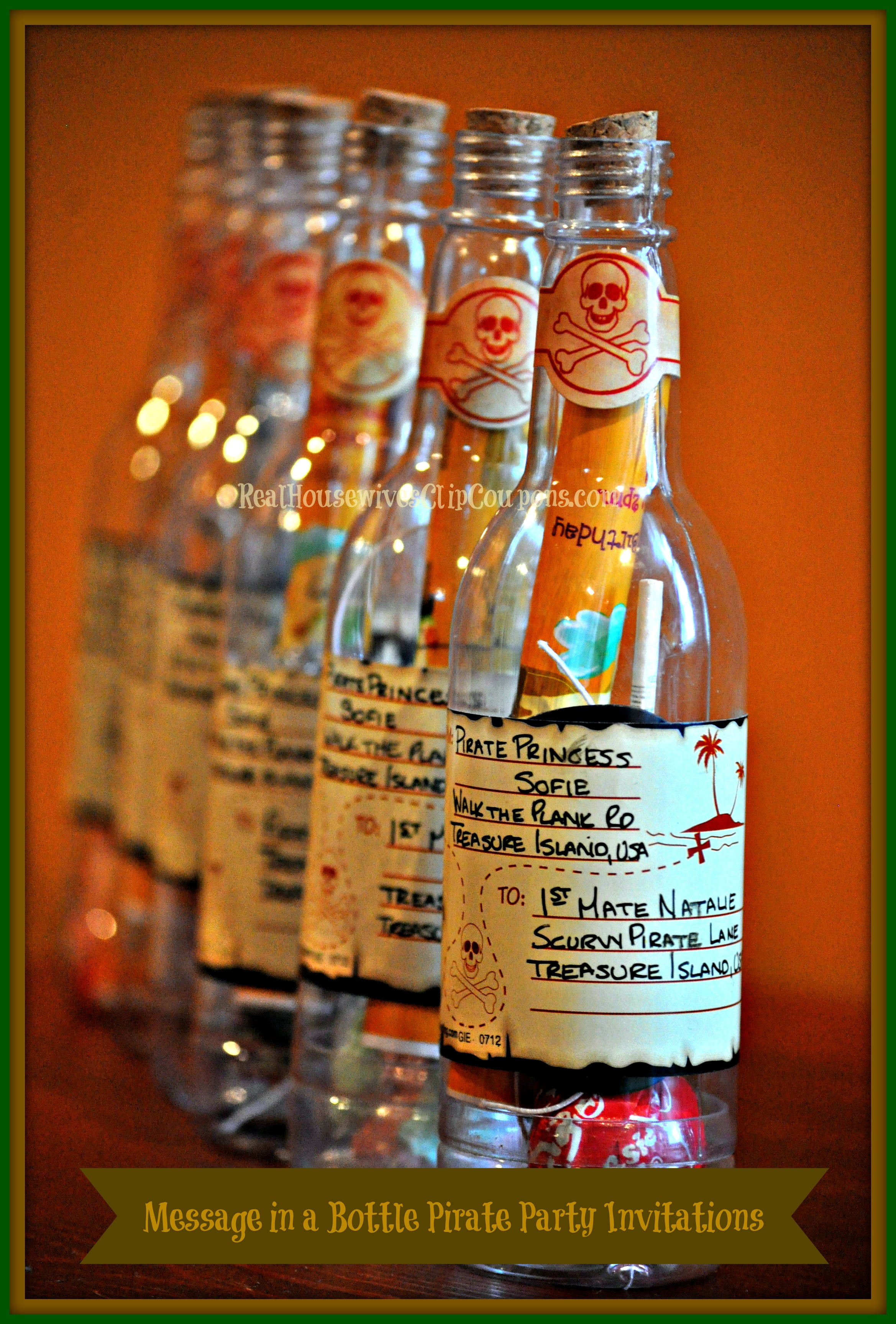 cool message in a bottle birthday invitations