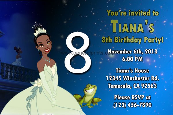 princess and the frog birthday invitations card