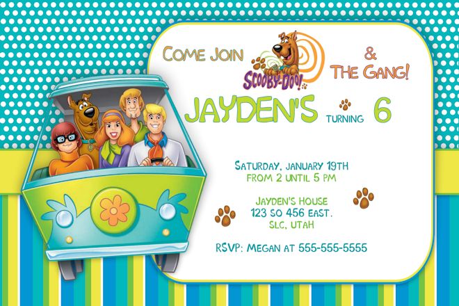 FREE Printable Scooby Doo Birthday Party Invitations Template Drevio