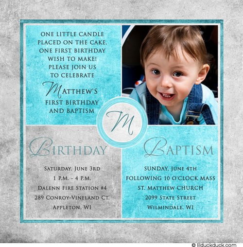 kids 1st birthday and baptism invitations