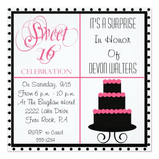 tart invitations for sweet 16th birthday