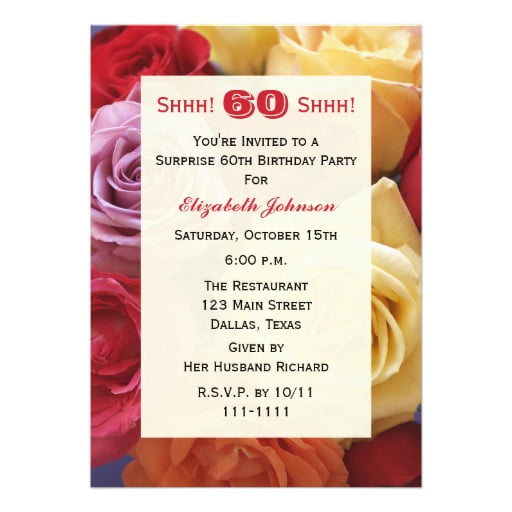 flowers surprise 60th birthday party invitations