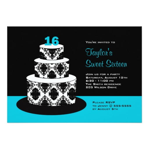 cakes invitations for sweet 16th birthday