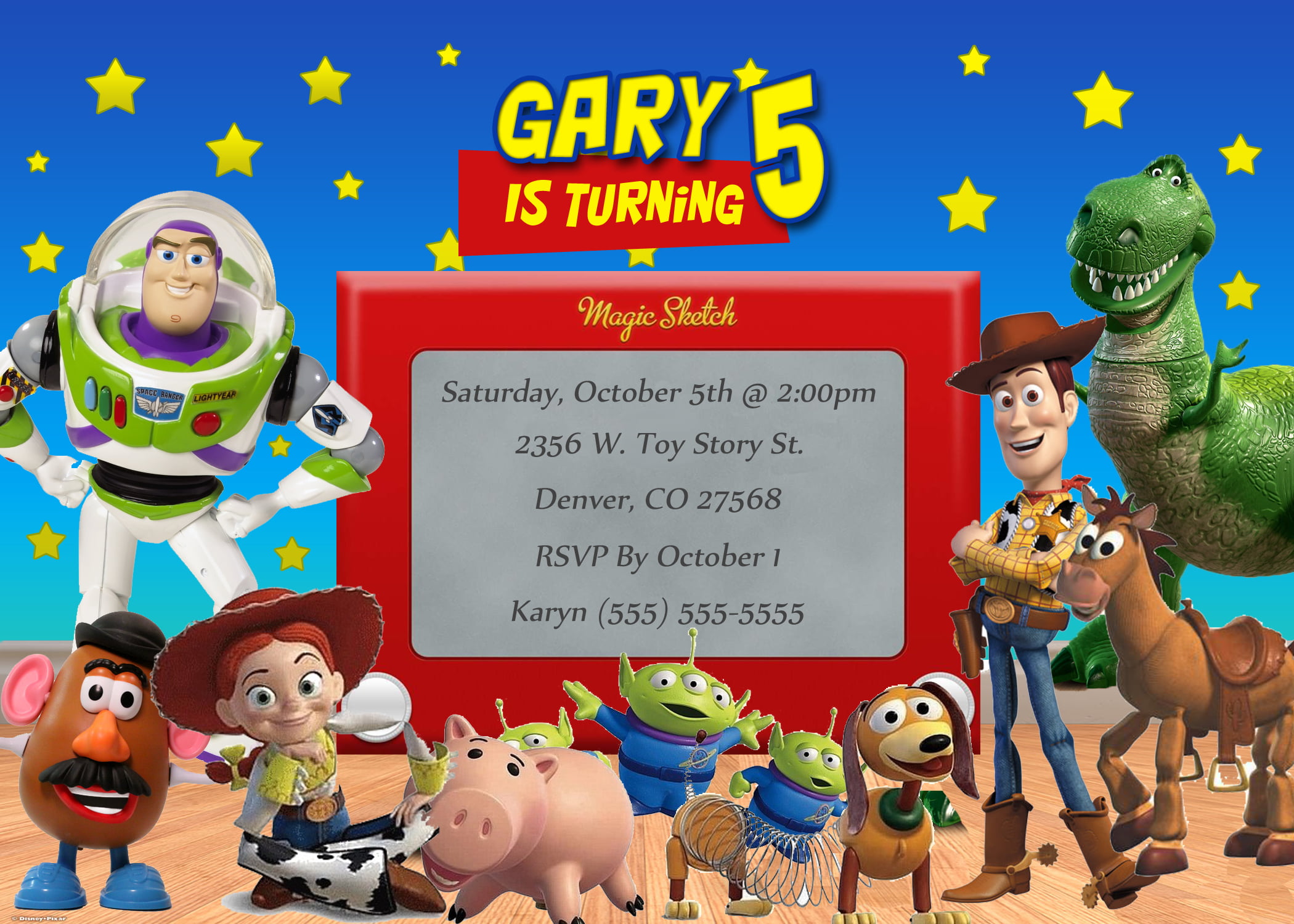 toy story poster birthday invitations