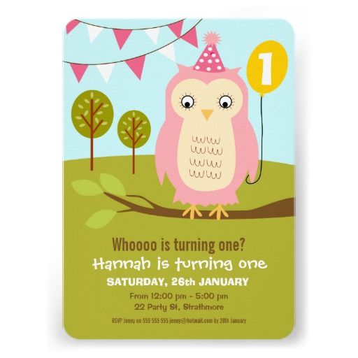 owl invitations for first birthday tree