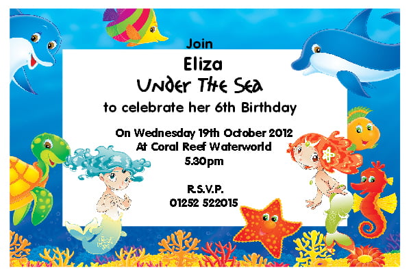 starfish under the sea birthday party invitations