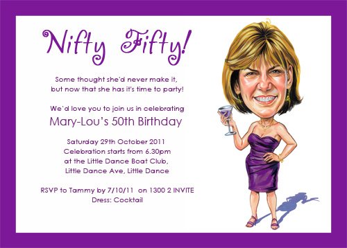 woman funny 50th birthday party invitations