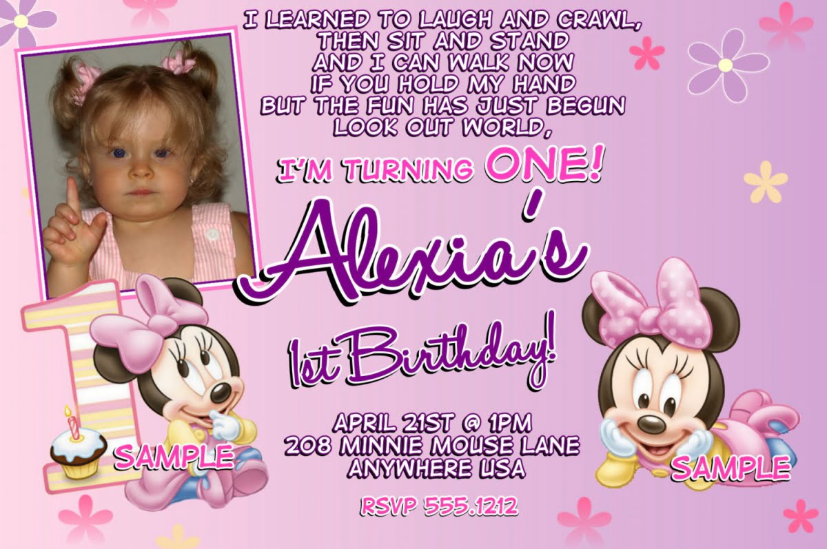 toddlers minnie mouse 1st birthday invitations