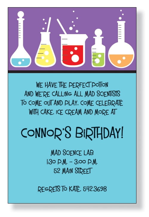 experiments mad scientist birthday party invitations