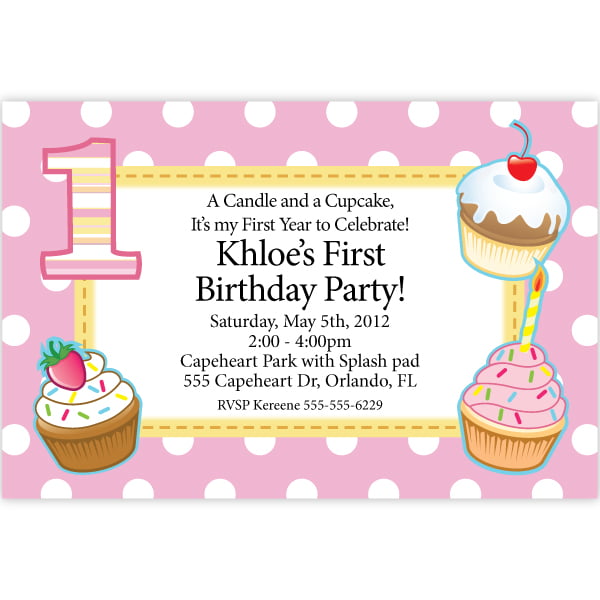 cupcakes free printable 1st birthday party invitations