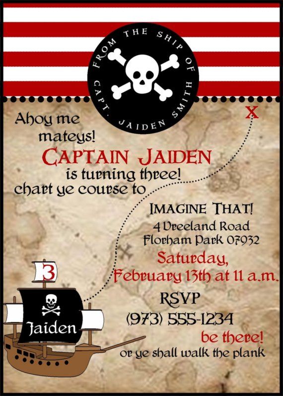 captain free printable pirates birthday party invitations