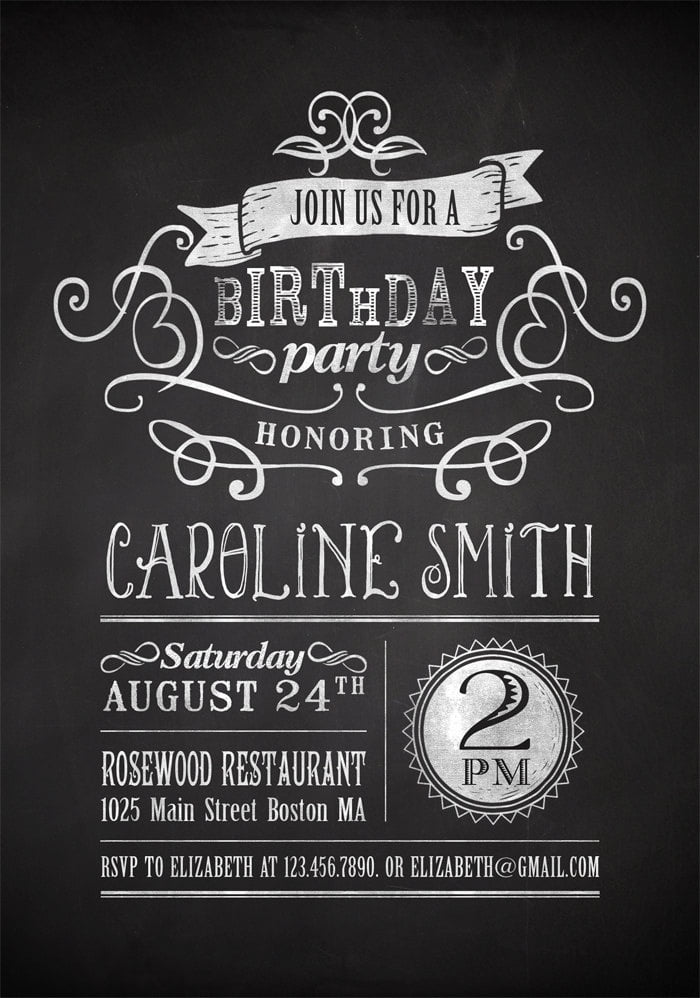 black invitations for birthday party for adults