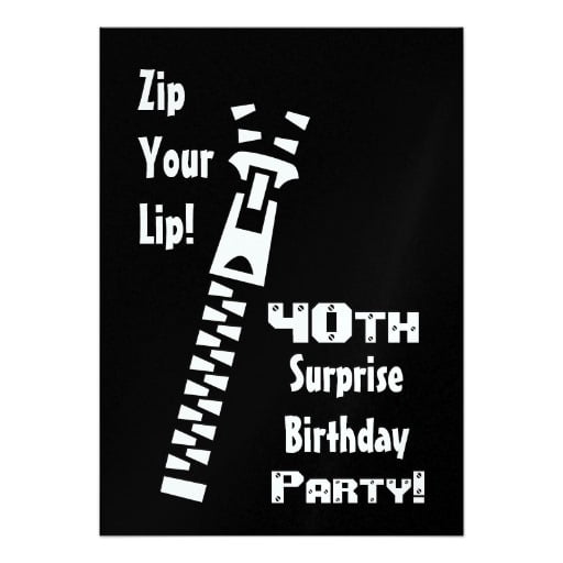 zip 40th surprise birthday party invitations