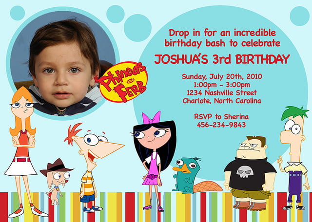 boys phineas and ferb birthday invitations