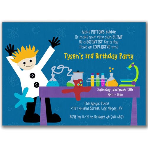 boys mad scientist birthday party invitations