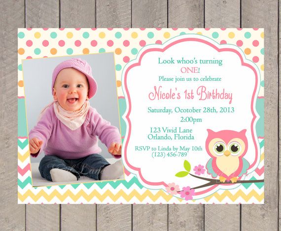 photo owl invitations for first birthday